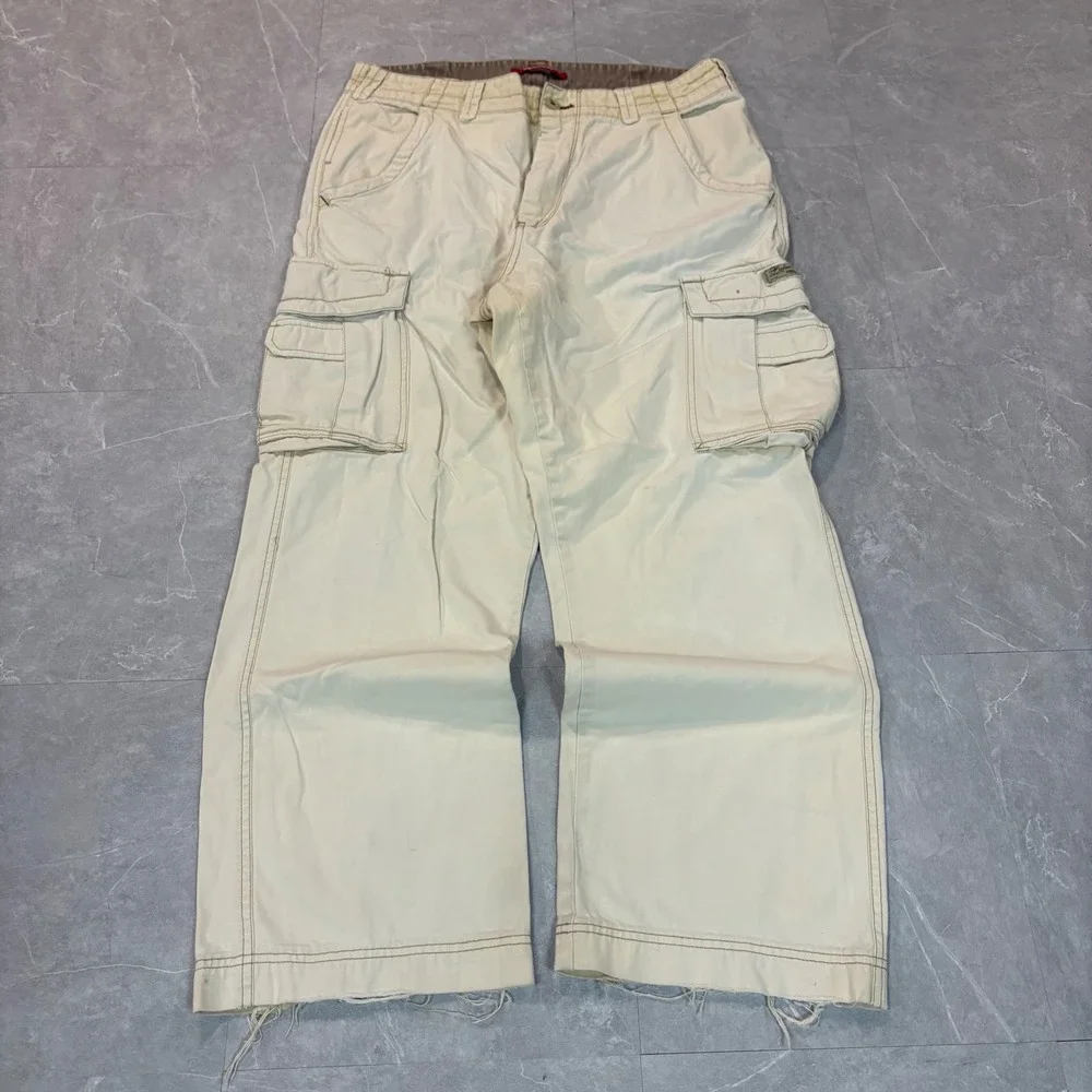 Unionbay Mens Cargo Pants 34x30 Khaki Tan Wide Leg Utility Y2K Cotton Twill 3084